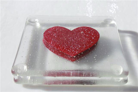 Embossed Heart Glass Coasters
