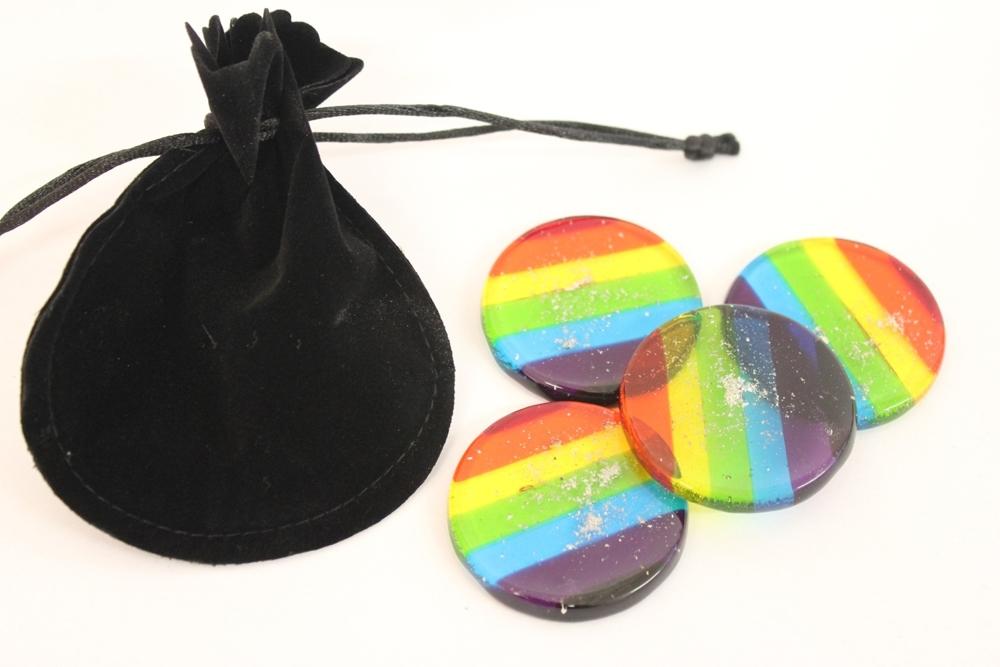 rainbow discs with ashes